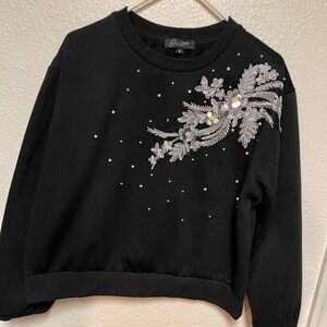 Black Crewneck sweater  with Silver Embellishments